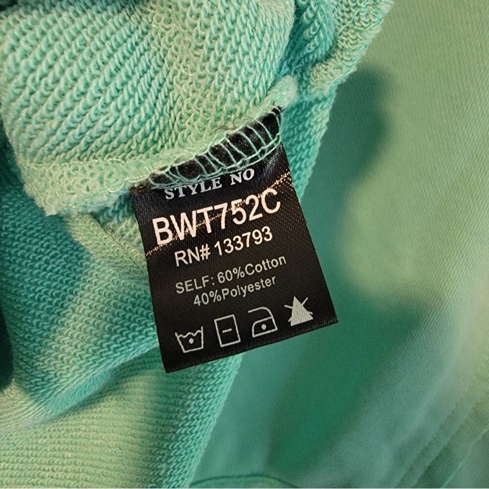 Pol French Terry Mint Shacket Oversized Button Up Raw Hem Small - Picture 8 of 8